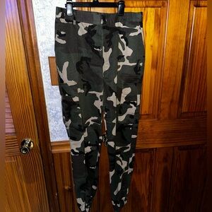 Naked Wardrobe Green Camo Cargo Joggers